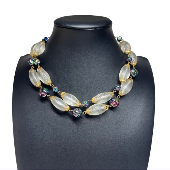 VTG 60's Double Layer Choker Necklace 15" - Picture 1 of 8